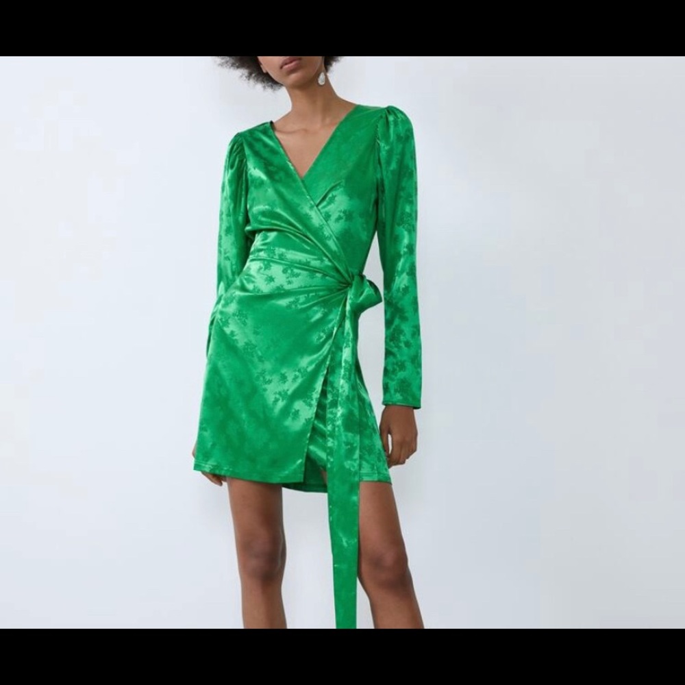 Zara Satin Wrap Dress